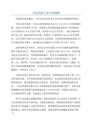 当技术插上资本的翅膀