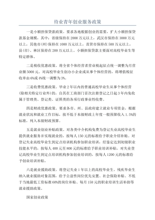 待业青年创业服务政策