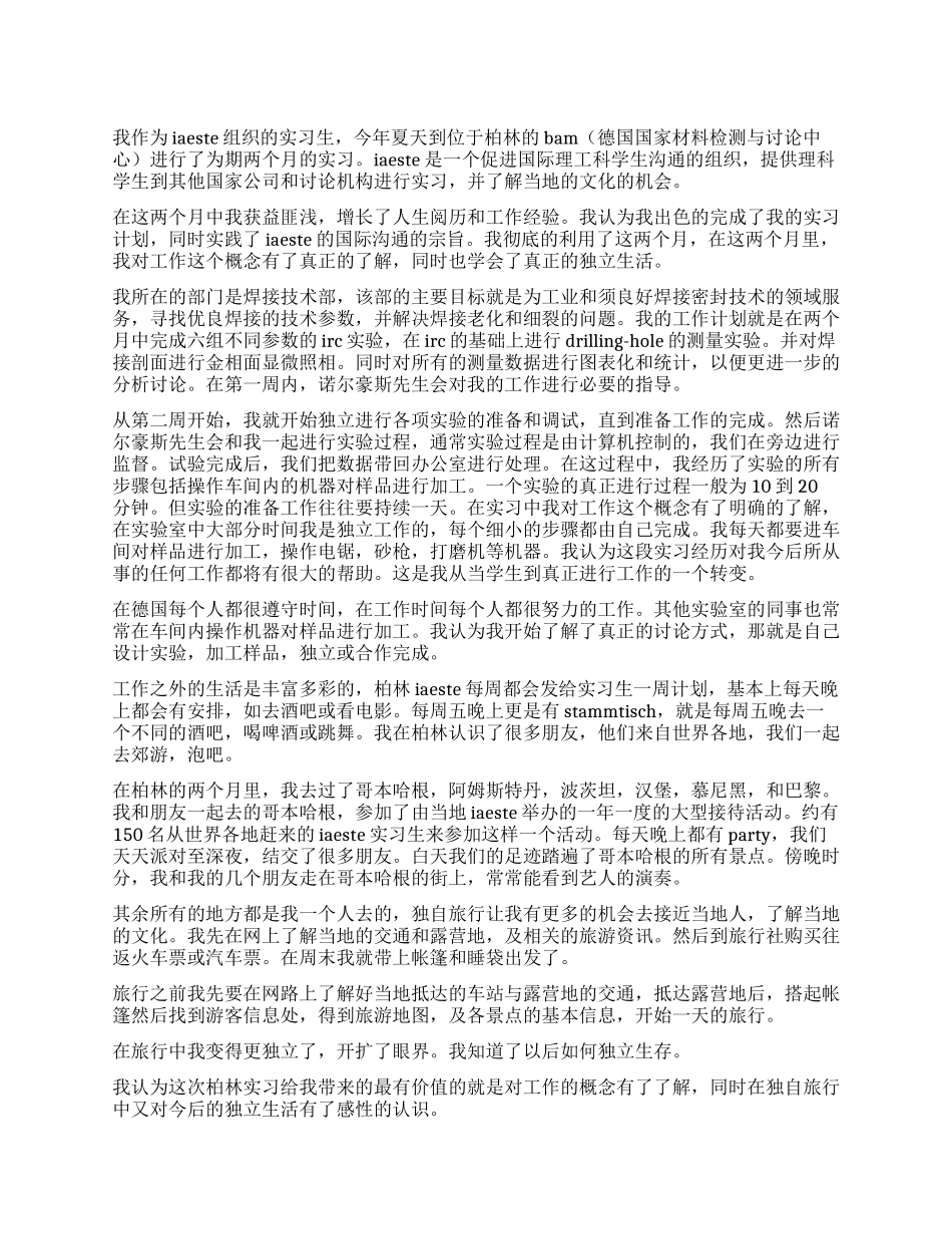 德国柏林暑期实习工作报告_第1页