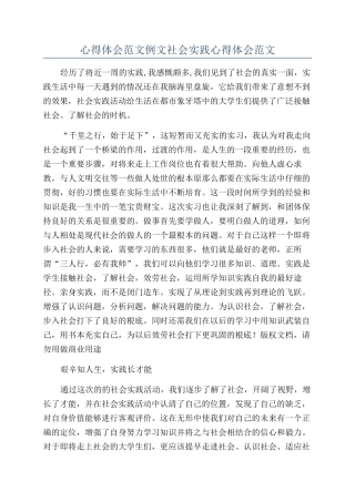 心得体会范文例文社会实践心得体会范文