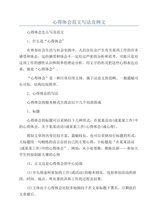 心得体会范文写法及例文