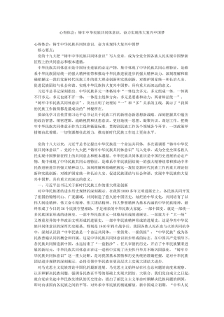 心得体会铸牢中华民族共同体意识奋力实现伟大复兴中国梦