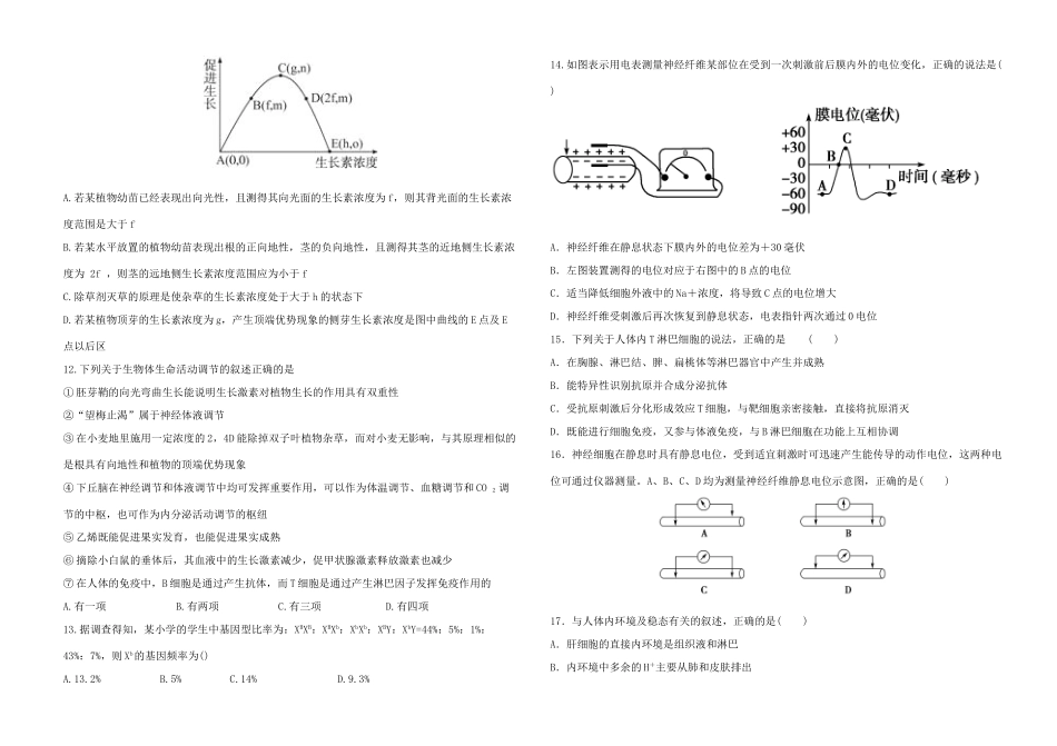 山东省平度市2014-2015年度高二生物第一学期期中试题_第2页