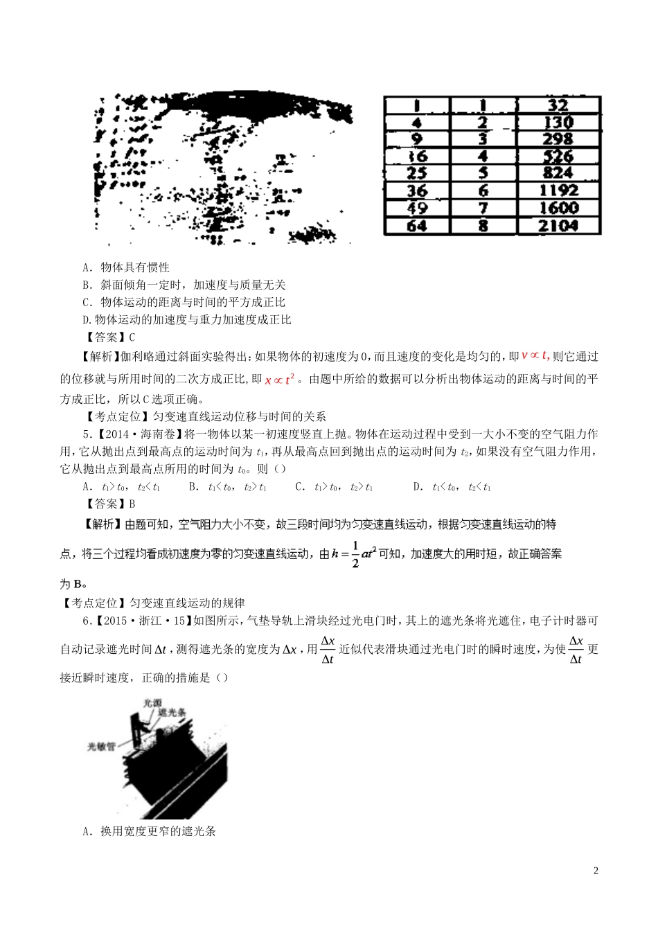 七年高考（-）高考物理试题分项精析 专题01 匀变速直线运动规律的应用-人教版高三全册物理试题_第2页