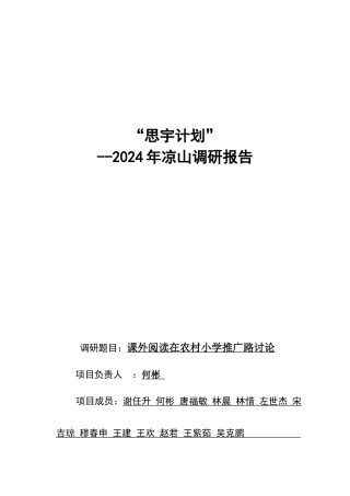 思宇计划调研报告(1)(1)