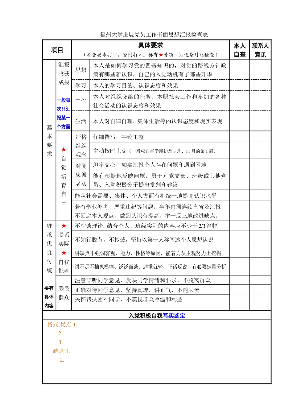 思想汇报检查表_第1页