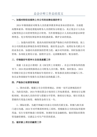 总会计师工作总结范文
