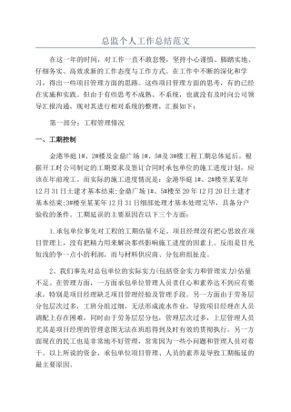 总监个人工作总结范文