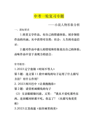 中考一轮复习专题