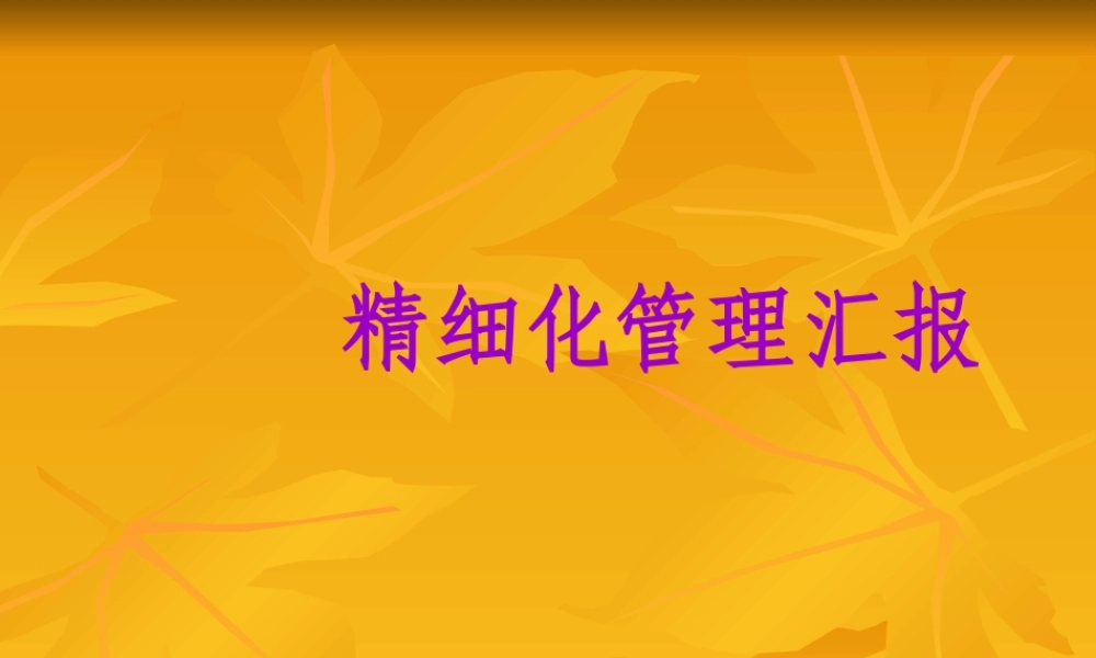 工程部精细化管理汇报