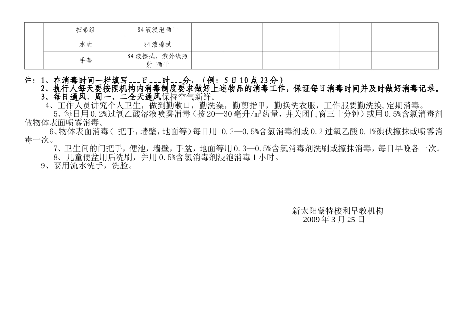 早教机构消毒记录表_第3页