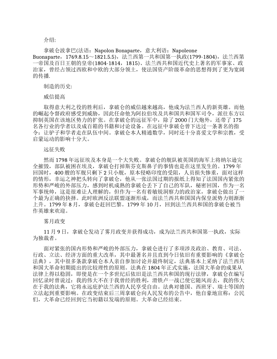 成功的名人拿破仑_第1页