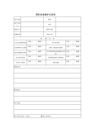 消防安全表格总结