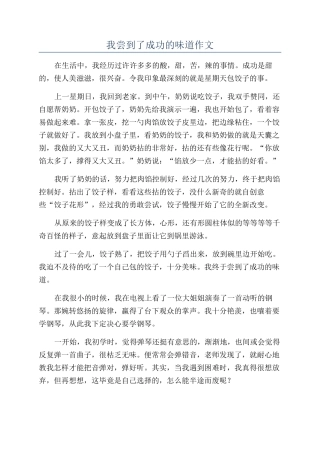 我尝到了成功的滋味作文