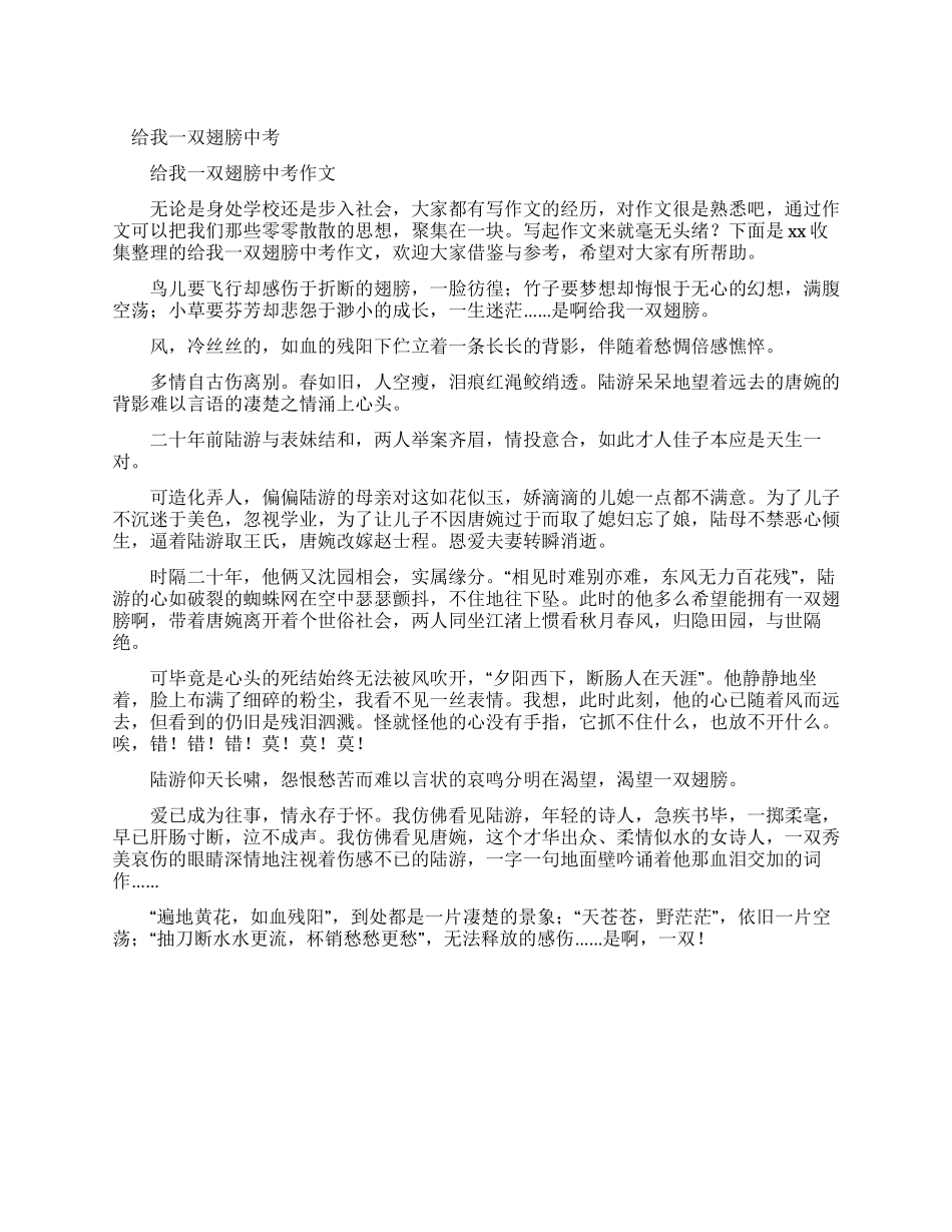 我有一双的翅膀作文_第1页