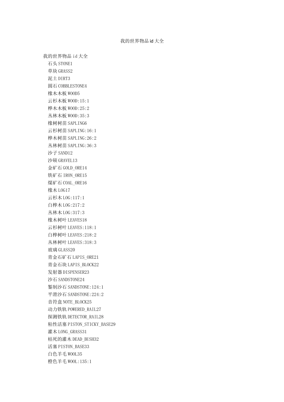 我的世界物品id大全_第1页