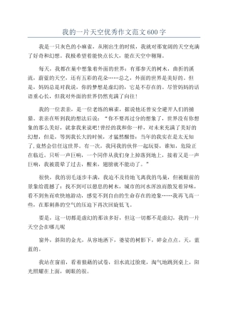 我的一片天空优秀作文范文600字