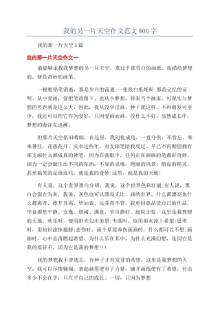 我的另一片天空作文范文800字