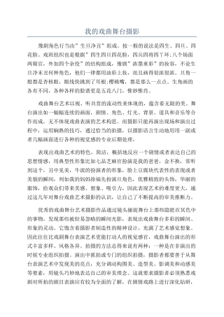 我的戏曲舞台摄影