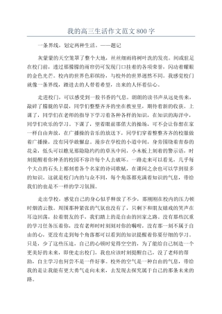我的高三生活作文范文800字