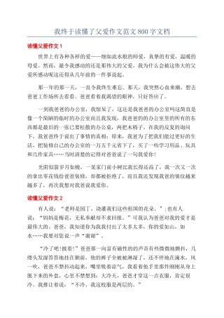 我终于读懂了父爱作文范文800字文档