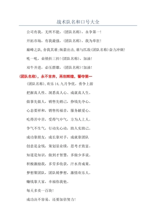 战术队名和口号大全