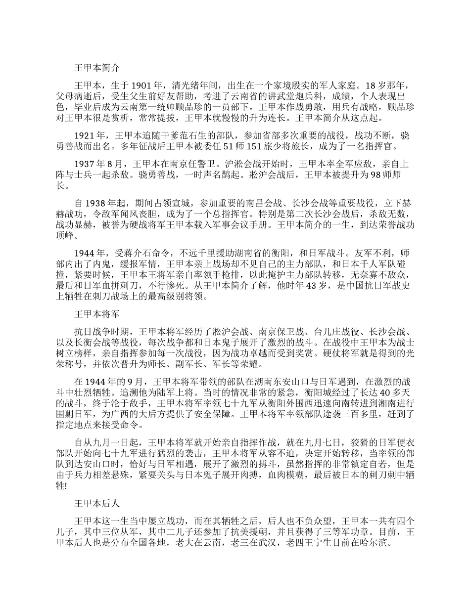 战斗英雄王甲本介绍大全_第1页