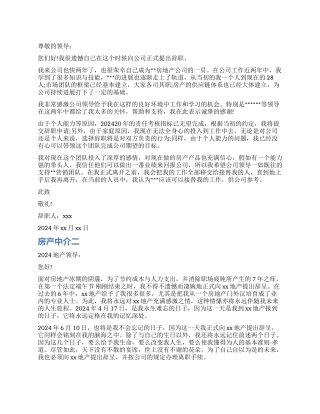 房产中介辞职报告