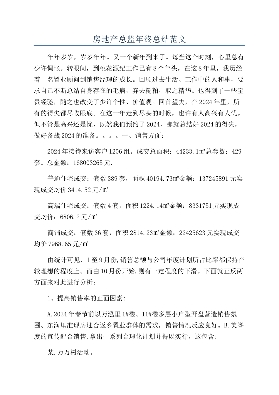 房地产总监年终总结范文_第1页