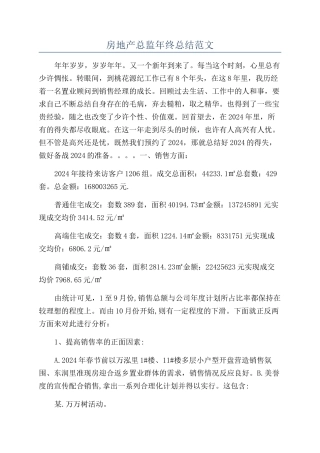 房地产总监年终总结范文