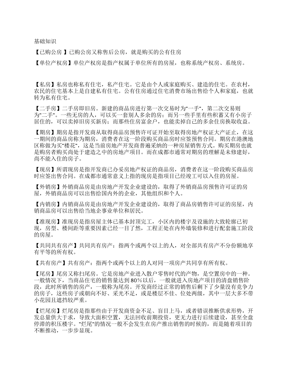 房地产概念专业名词_第1页