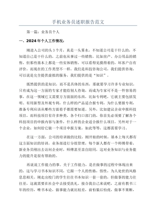 手机业务员述职报告范文