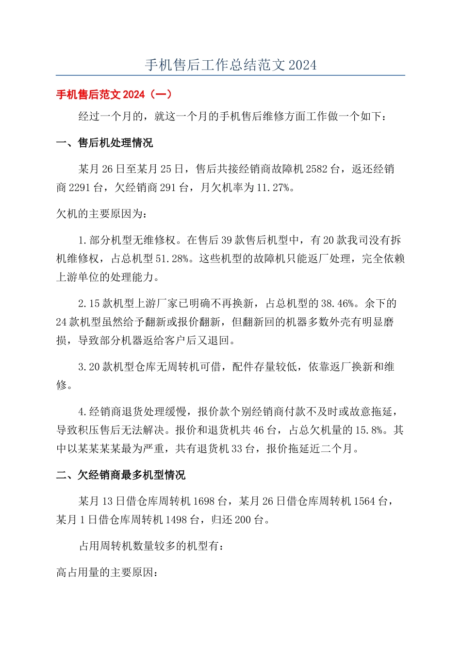手机售后工作总结范文2024_第1页