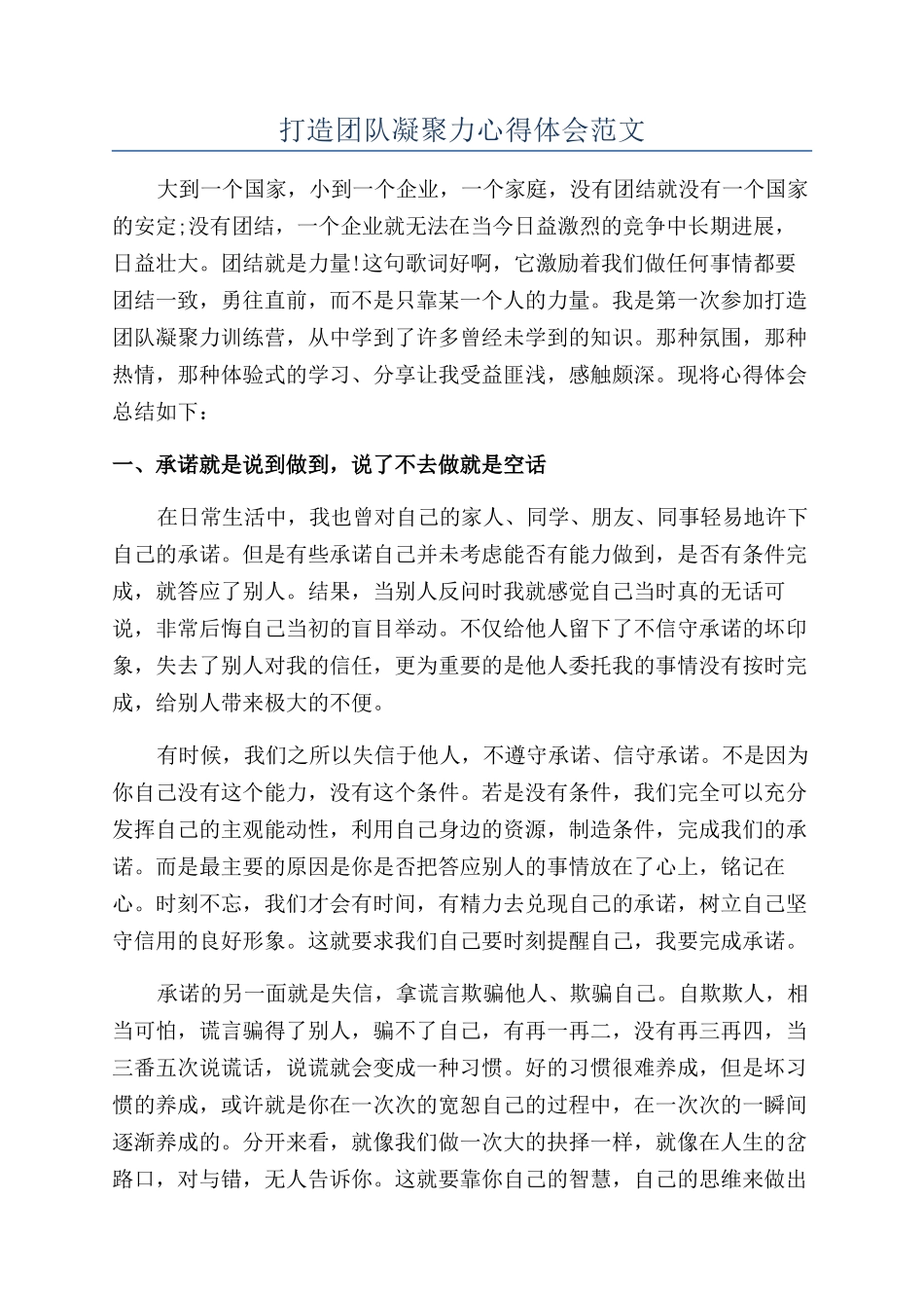 打造团队凝聚力心得体会范文_第1页