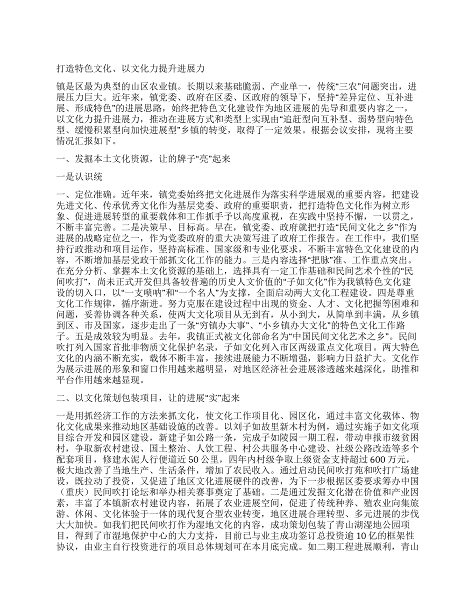 打造特色文化以文化力提升发展力_第1页