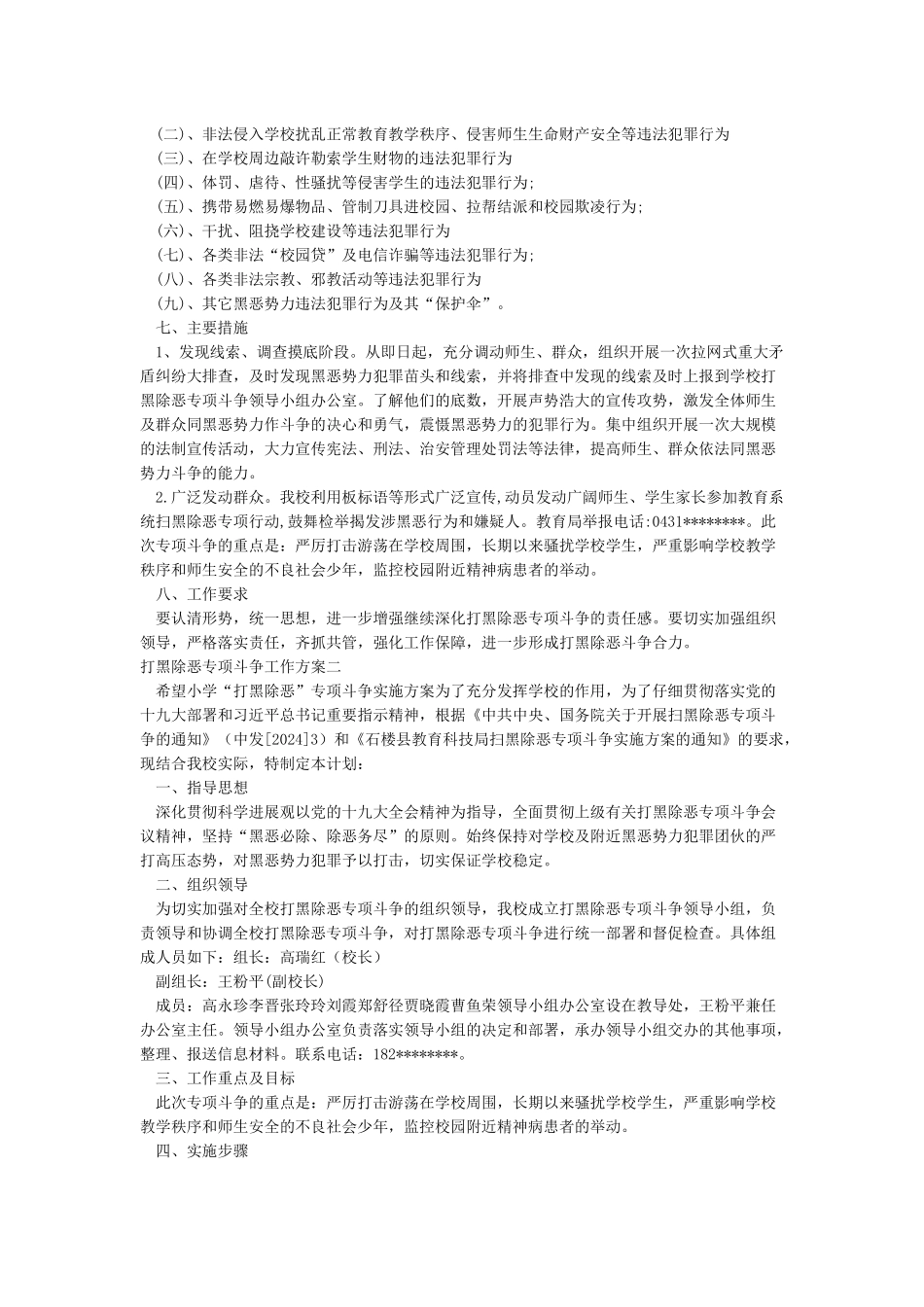 打黑除恶专项斗争工作方案—工作方案_第2页