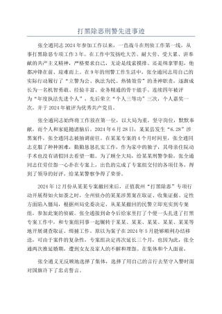 打黑除恶刑警先进事迹
