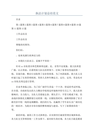 执法计划总结范文