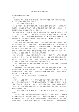 执行廉洁纪律方面情况的报告