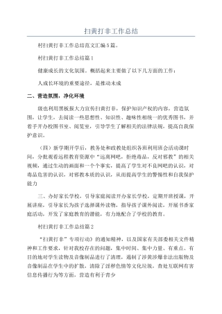 扫黄打非工作总结