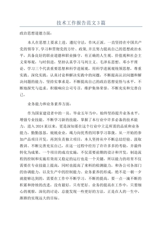 技术工作报告范文3篇