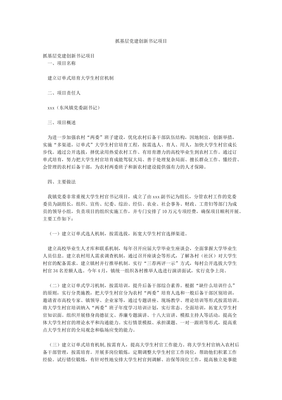 抓基层党建创新书记项目_第1页