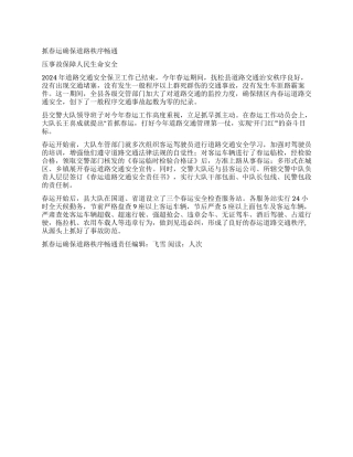 抓春运确保道路秩序畅通