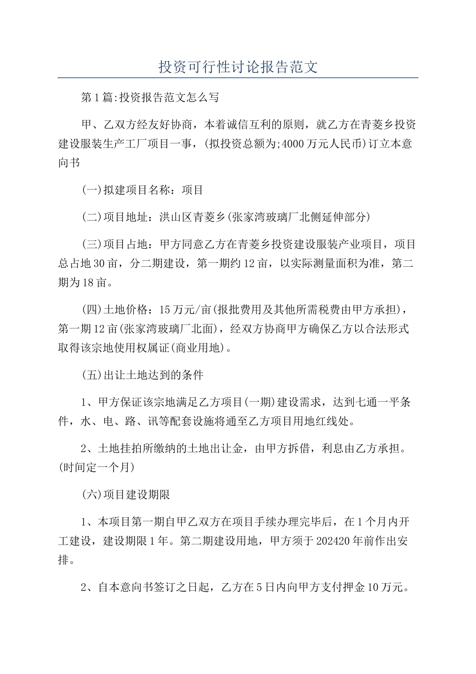 投资可行性研究报告范文_第1页