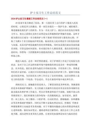 护士实习生工作总结范文