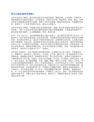 护士实习小组长鉴定评语