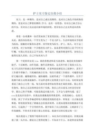 护士实习鉴定自我小结