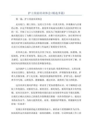 护士岗前培训体会