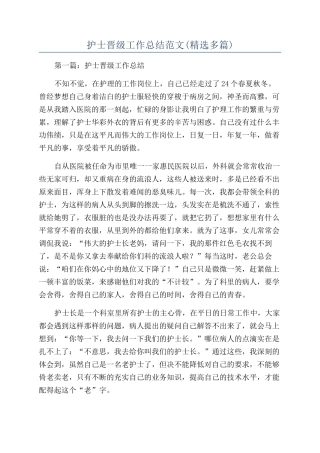 护士晋级工作总结范文