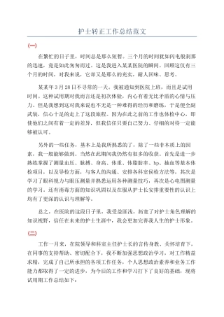 护士转正工作总结范文